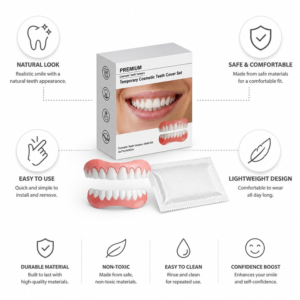Natural-Look Removable Dental Veneer Set (Upper & Lower)