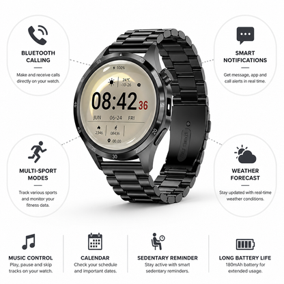 1.5-Inch Touchscreen Fitness Smart Watch (Call & Message Alerts)