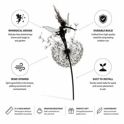 Whimsical Garden Fairy Stake | Dancing Wind Spinner with Metal Stem | Charming Outdoor Accent for Enchanting Spaces