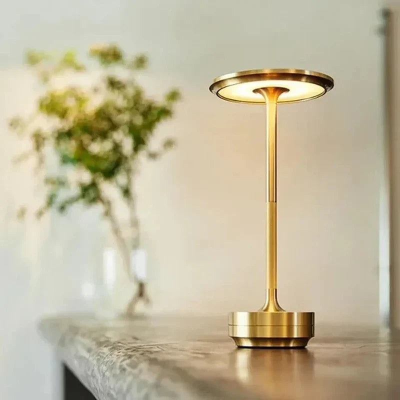 Rechargeable LED Table Lamp Touch Control 4 Brightness Levels Waterproof IP66 Metal Portable Battery Operated for Bedroom Living Room