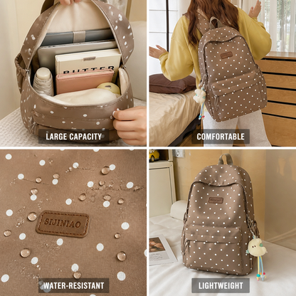 Lightweight Large-Capacity Polka Dot Backpack