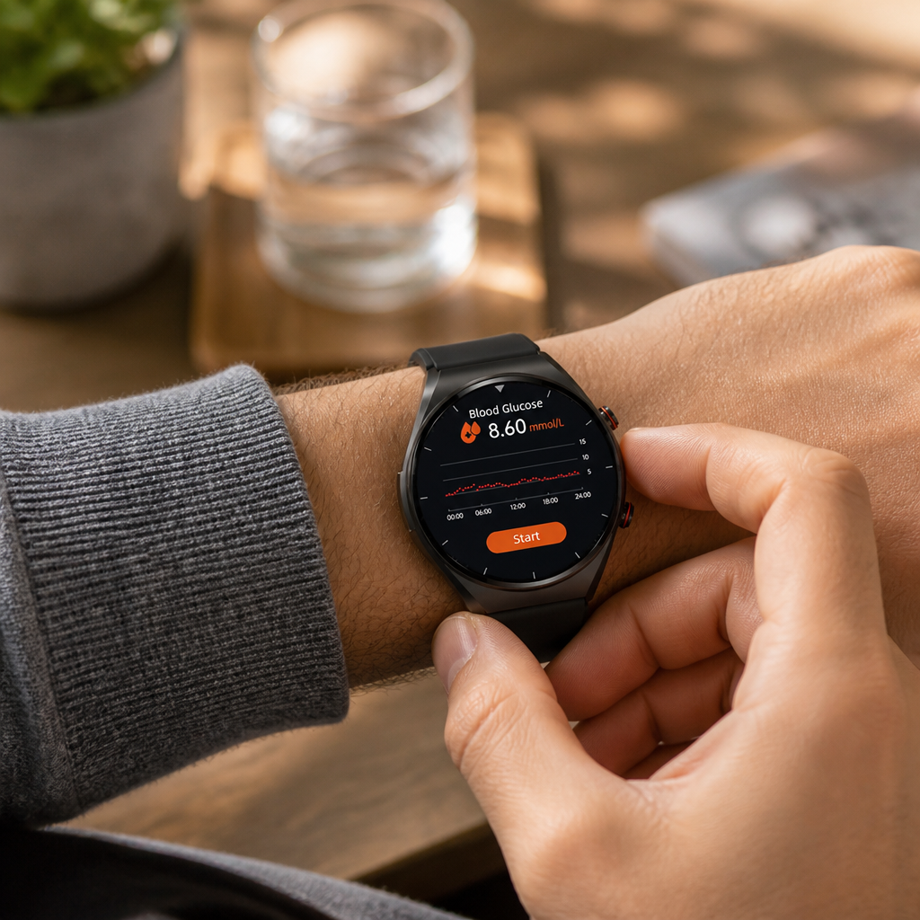 ECG & Afib Detection Blood Glucose 15-Day Battery Health Smartwatch