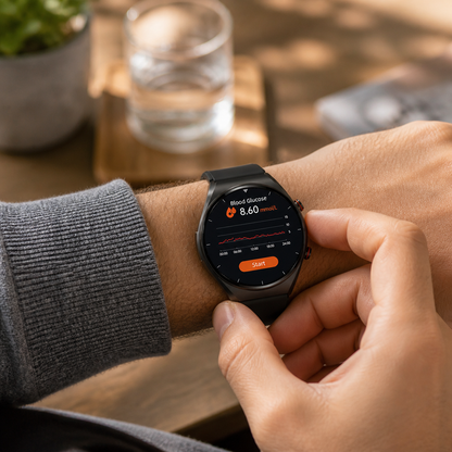 ECG & Afib Detection Blood Glucose 15-Day Battery Health Smartwatch