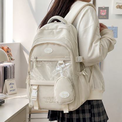Transparent Front Panel & Padded Shoulder Straps School Backpack