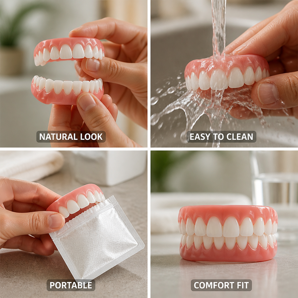 Natural-Look Removable Dental Veneer Set (Upper & Lower)