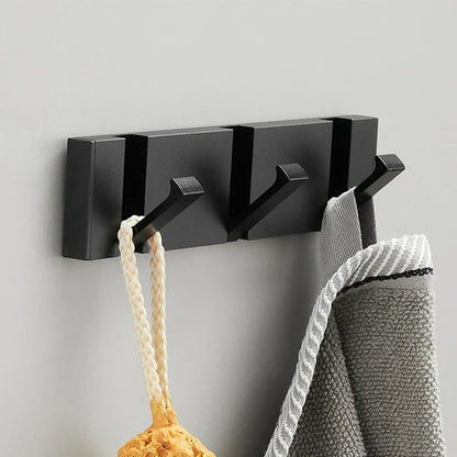 Flip-Up Stainless Steel Hook for Entryway Bathroom Kitchen Space-Saving Coat Towel Rack Organizer Multi-Hook Storage System for Apartment Co