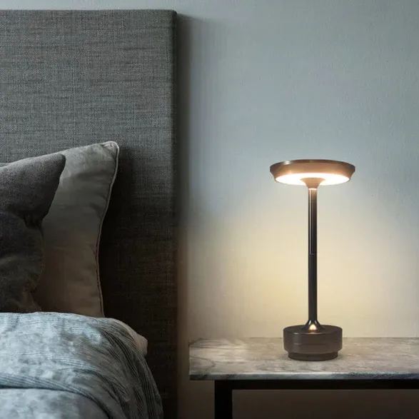 Rechargeable LED Table Lamp Touch Control 4 Brightness Levels Waterproof IP66 Metal Portable Battery Operated for Bedroom Living Room