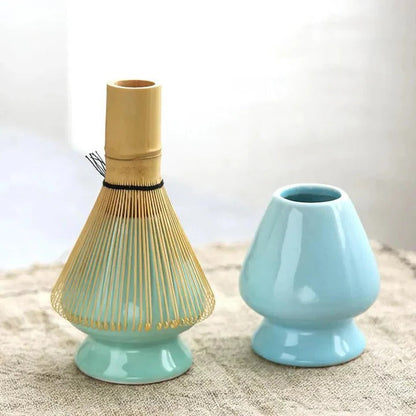 Classic Green Tea Set with Ceramic Cup & Bamboo Accessories