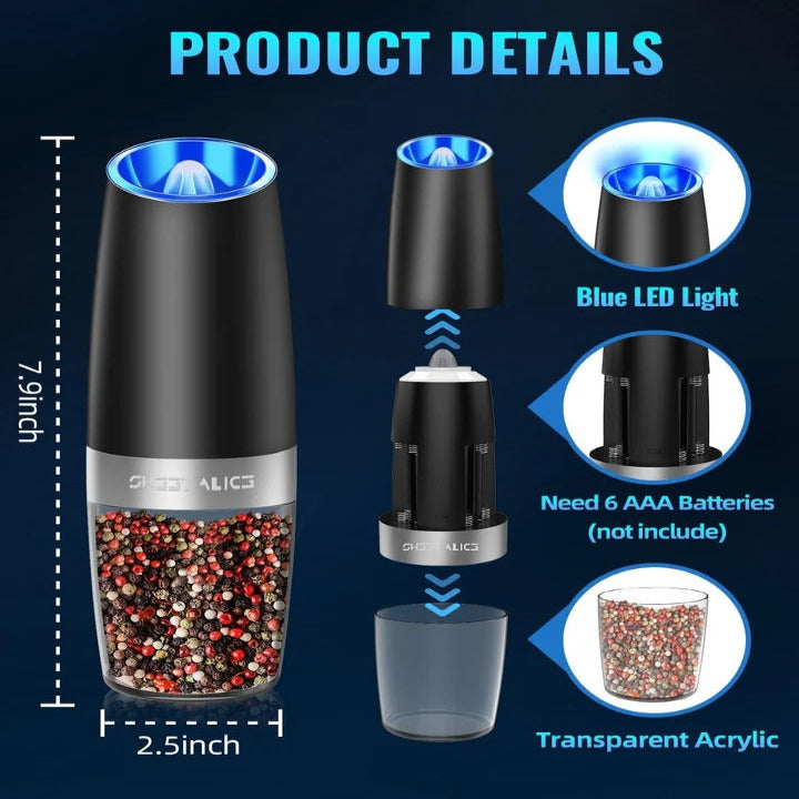 Automatic Salt and Pepper Mill Set with LED Light