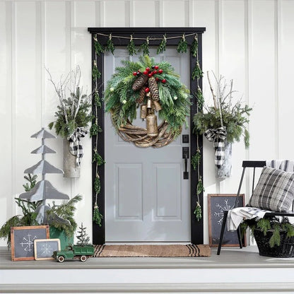 Festive Holiday Wreath, Rustic Christmas Door Decor