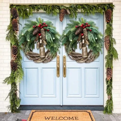 Festive Holiday Wreath, Rustic Christmas Door Decor