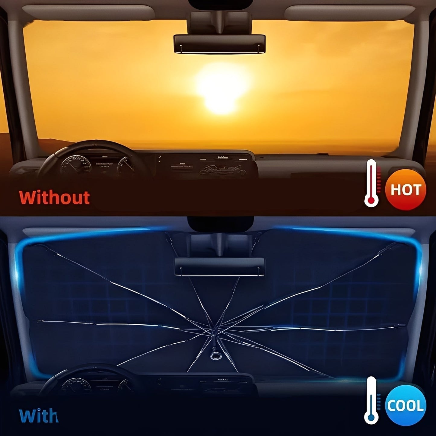 Portable Car Sun Shade with Compact Fold