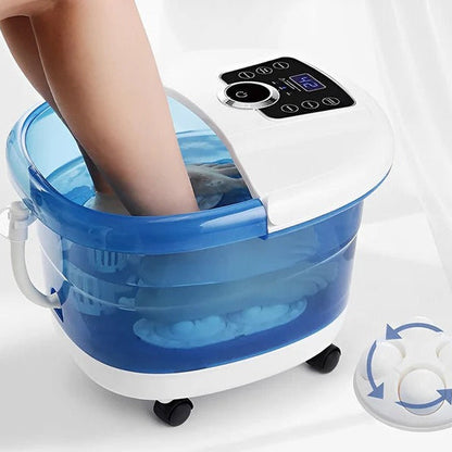 Relaxing Heated Foot Spa Massager with Bubbles and Rollers - Ortekor