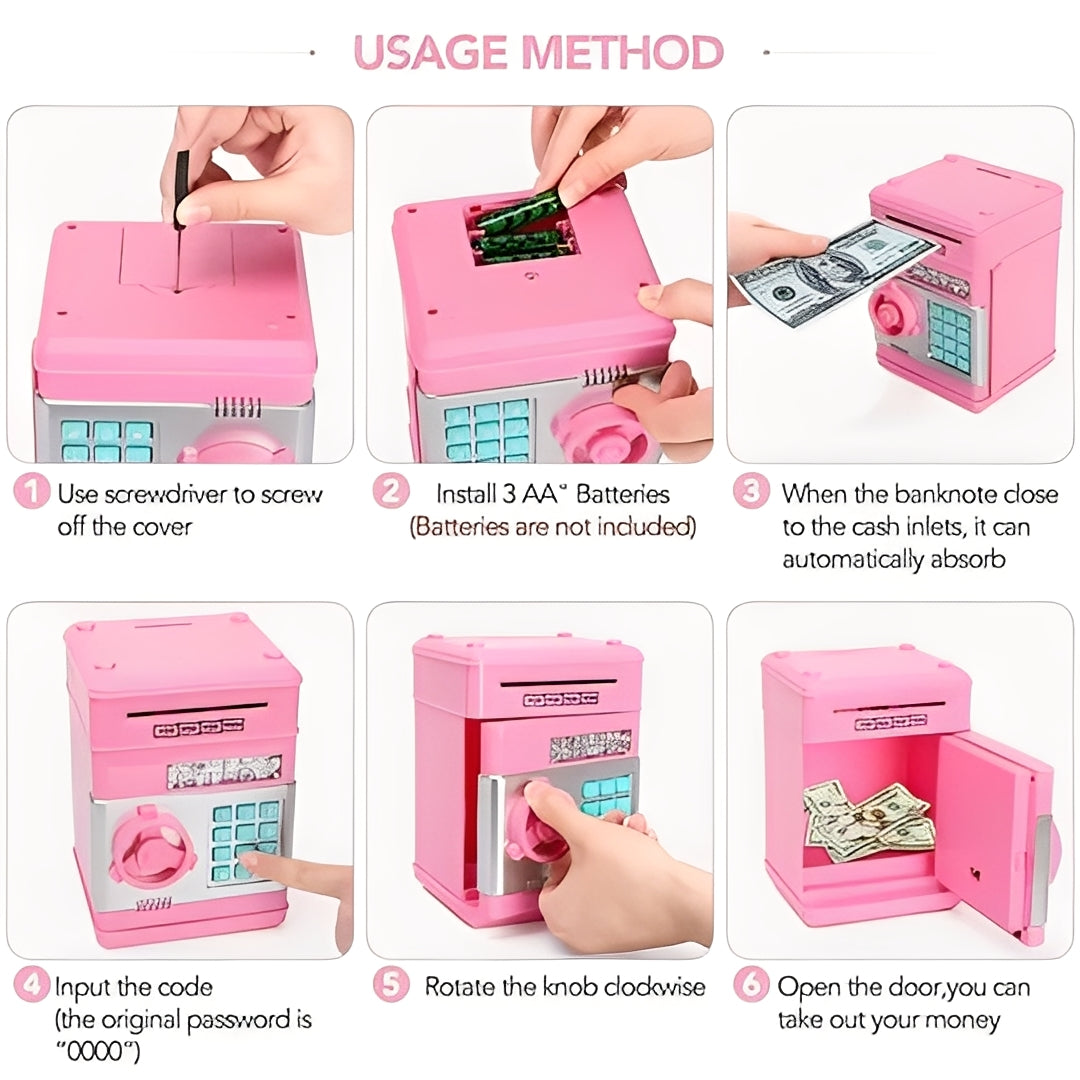 Secure Digital Money Box for Children with Lock