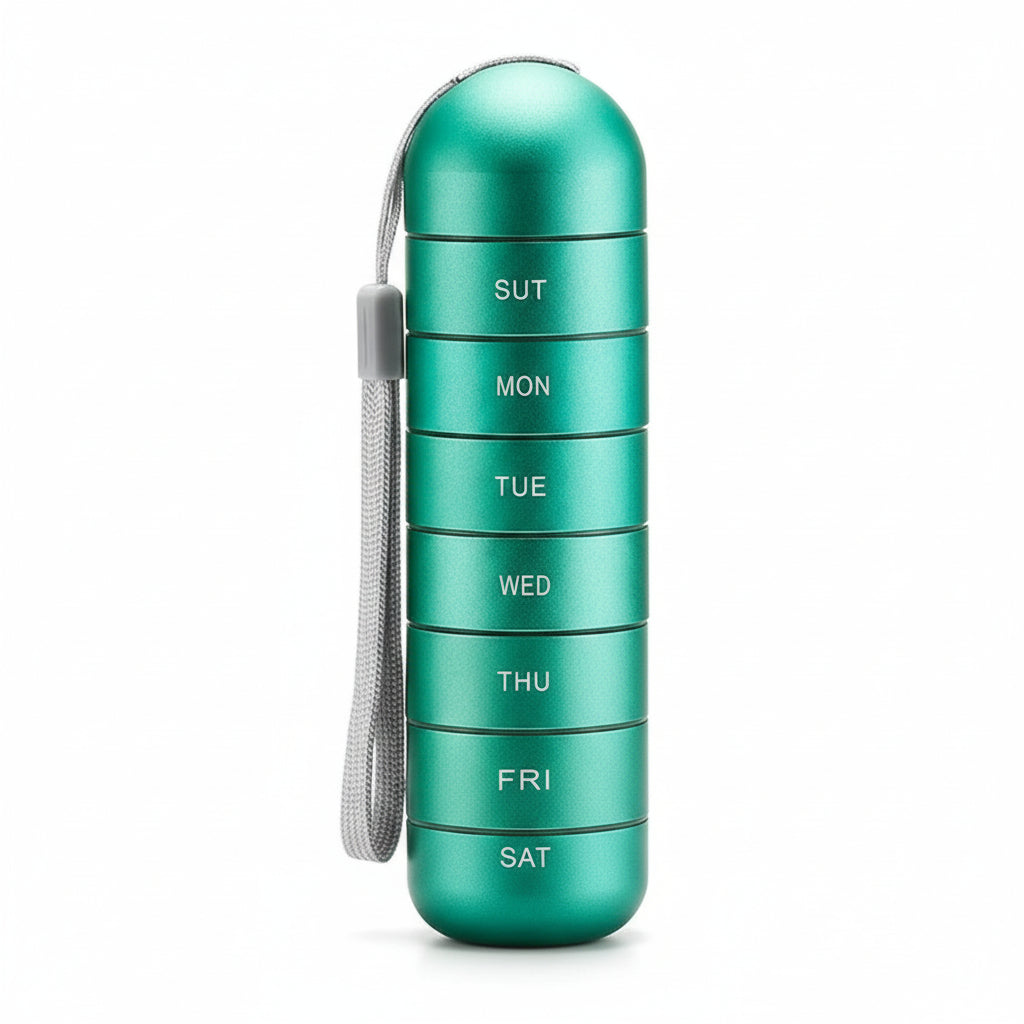 Portable Compact Pill Box with 7 Day Supply