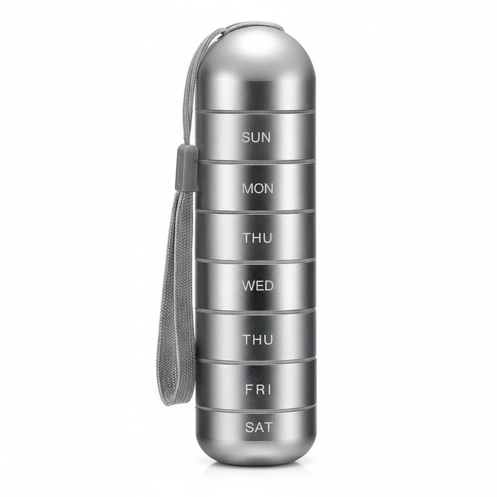 Portable Compact Pill Box with 7 Day Supply