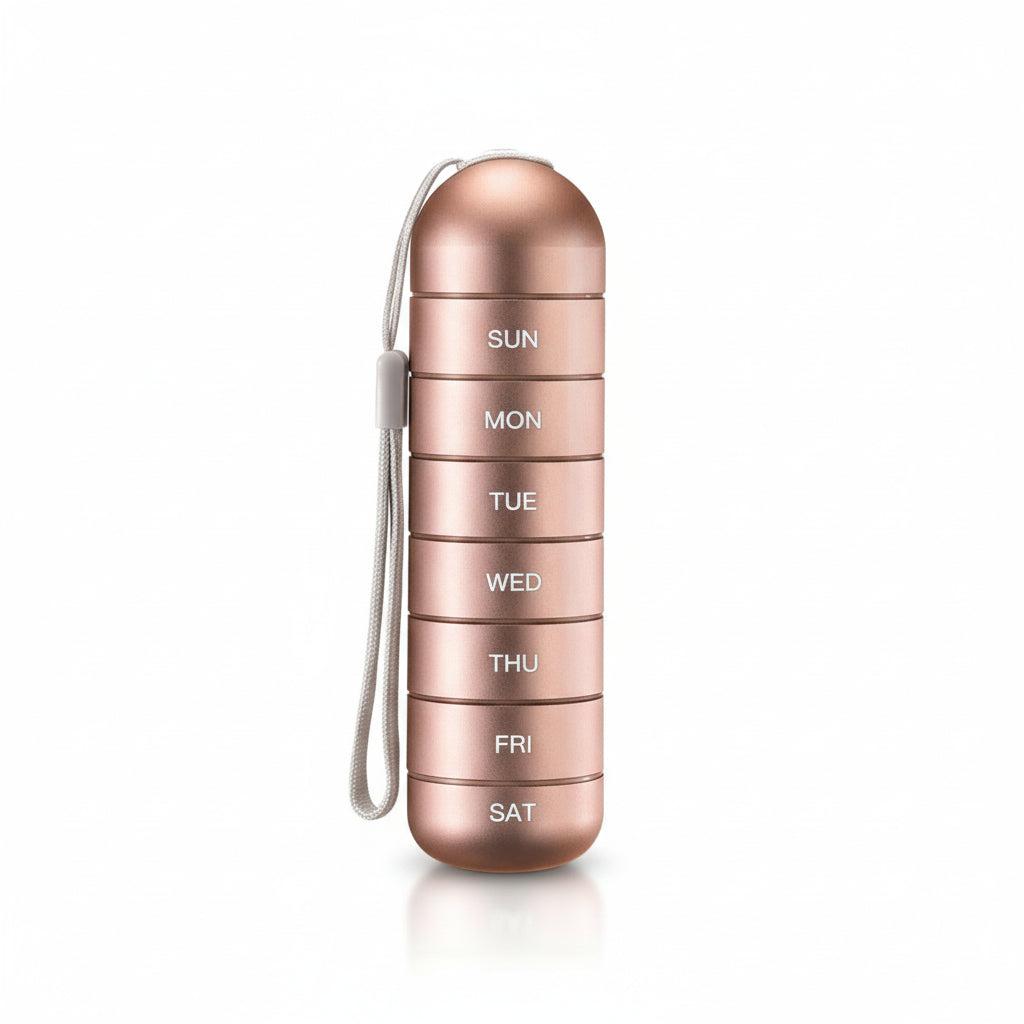 Portable Compact Pill Box with 7 Day Supply