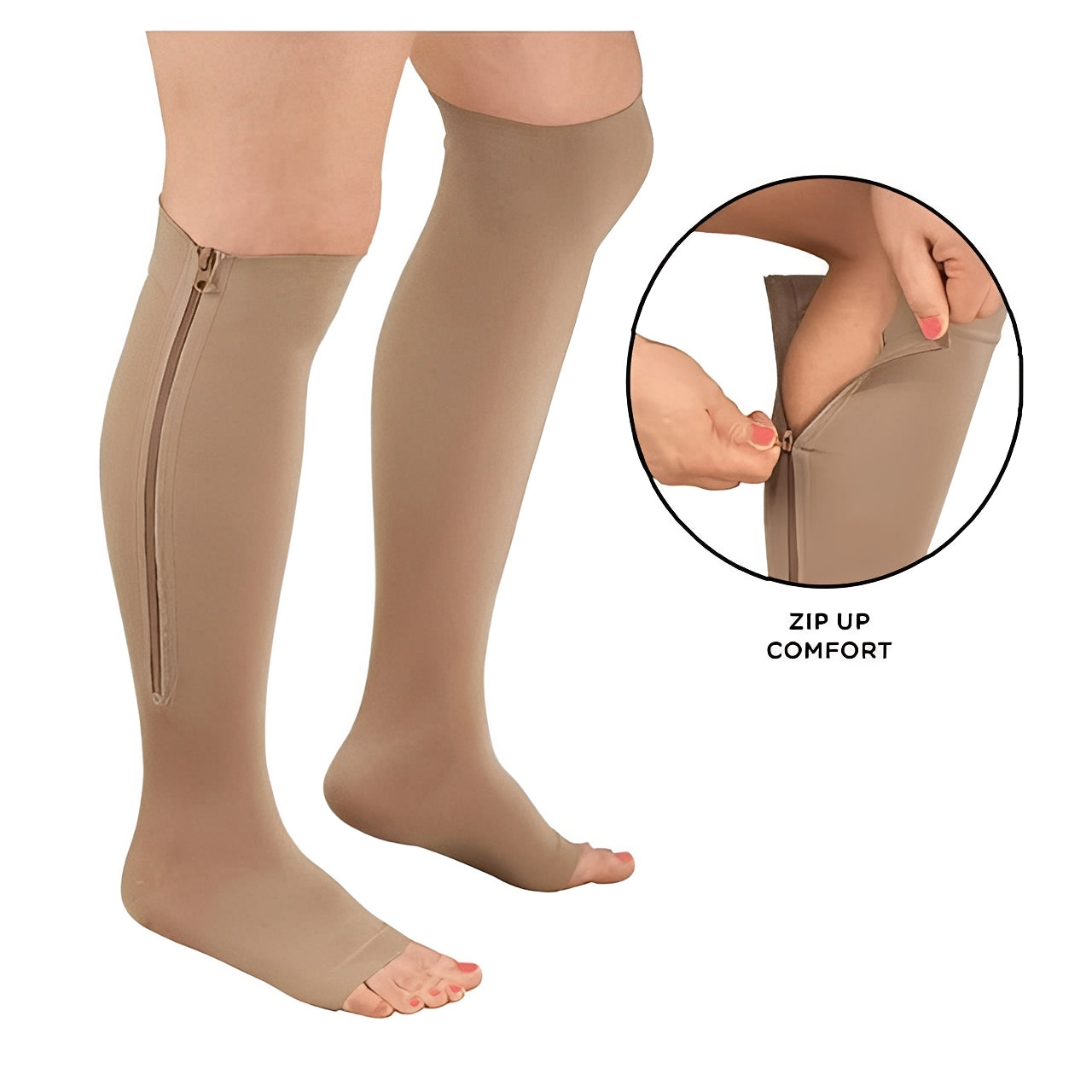 Durable Zip Stockings with Toe Protection and Strong Seams