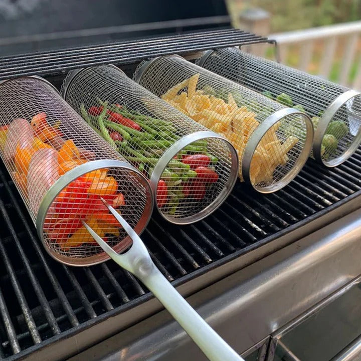 Easy Turn BBQ Grill Basket with 360 Rotation