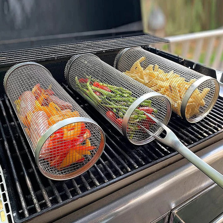 Easy Turn BBQ Grill Basket with 360 Rotation