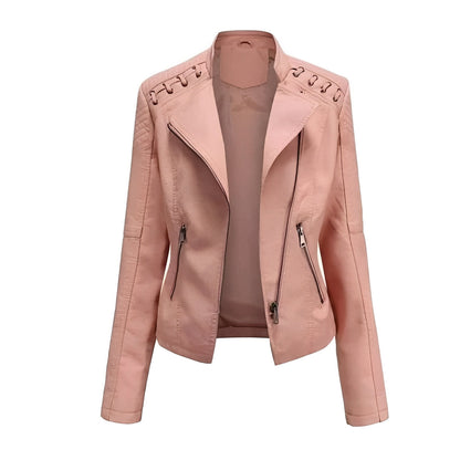 Classic Biker Leather Jacket for Women