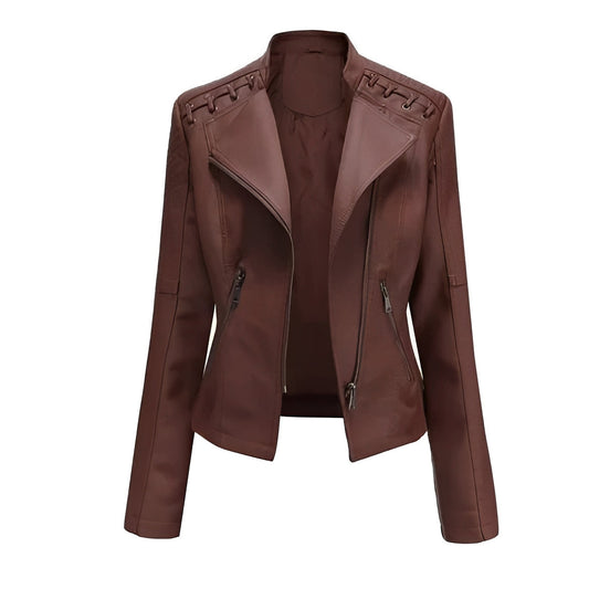 Classic Biker Leather Jacket for Women - Ortekor