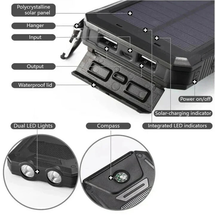 Compact Outdoor 30000mAh Solar Charger Battery