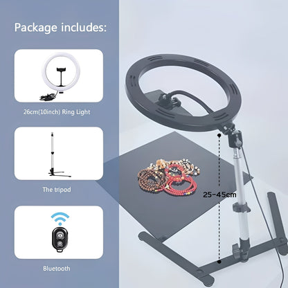 Portable Phone Tripod with Flexible Ring Light Stand
