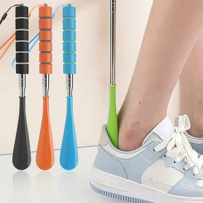 Long Handle Stainless Steel Shoe Horn with Non Slip Grip