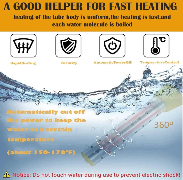 Compact Electric Water Heater with Durable Steel Element