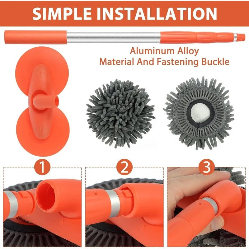 Extendable Auto Wash Mop with Long Pole and Spin Head