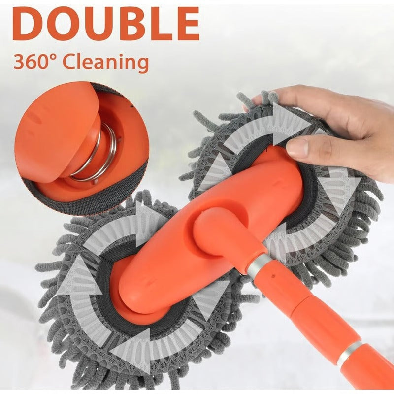 Extendable Auto Wash Mop with Long Pole and Spin Head