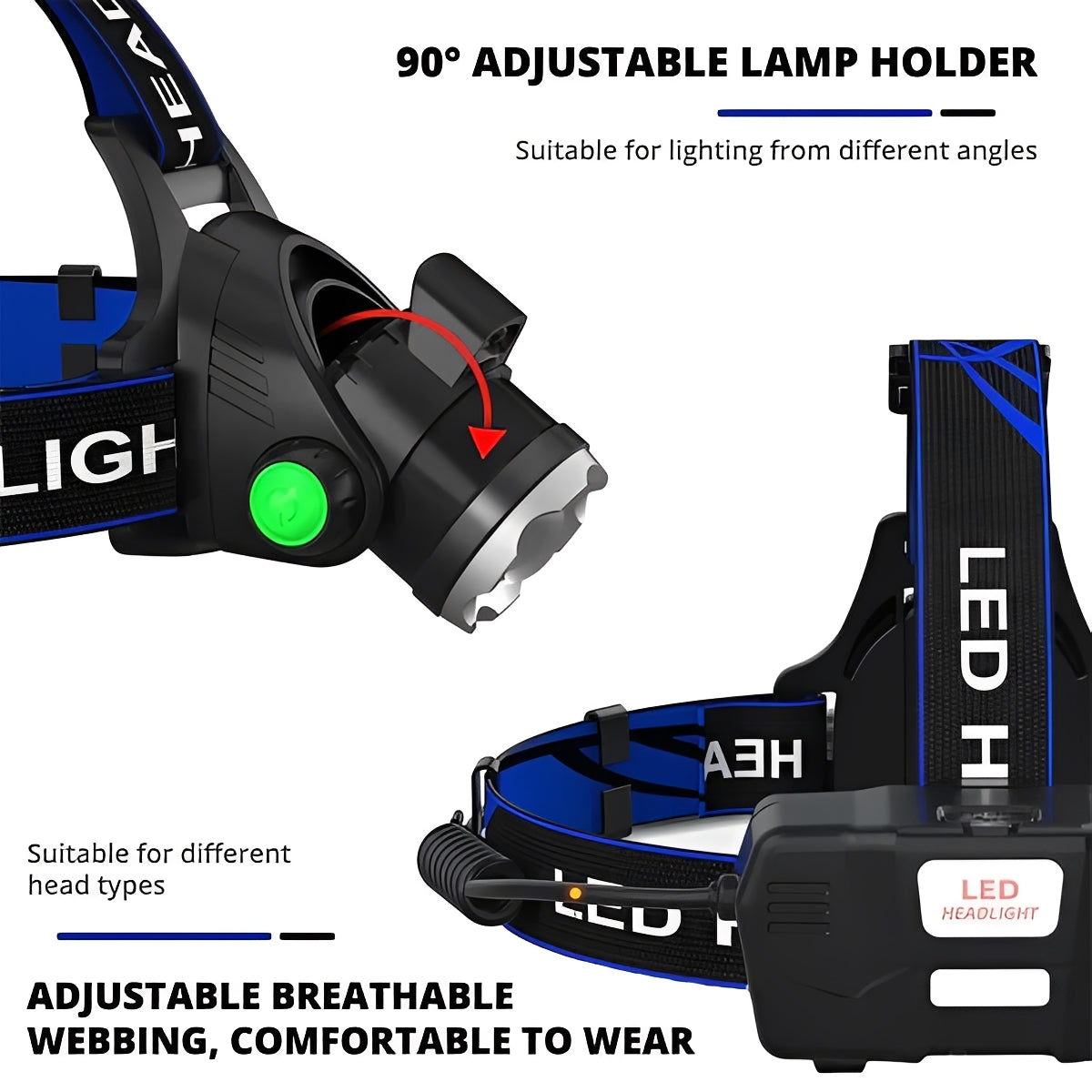 Bright Adjustable LED Headlamp with Multiple Light Settings