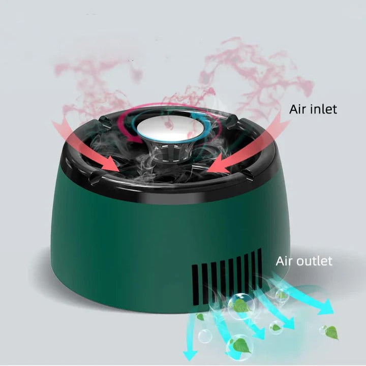 Compact Travel Ashtray with Smoke Filtration System