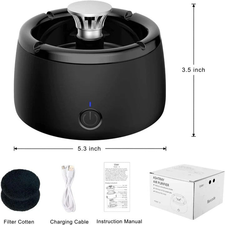Compact Travel Ashtray with Smoke Filtration System