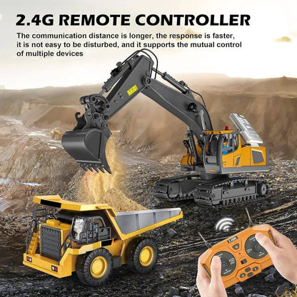 All-Terrain Excavator | Remote-Controlled Construction Toy with Metal Attachments | Realistic Digging Experience