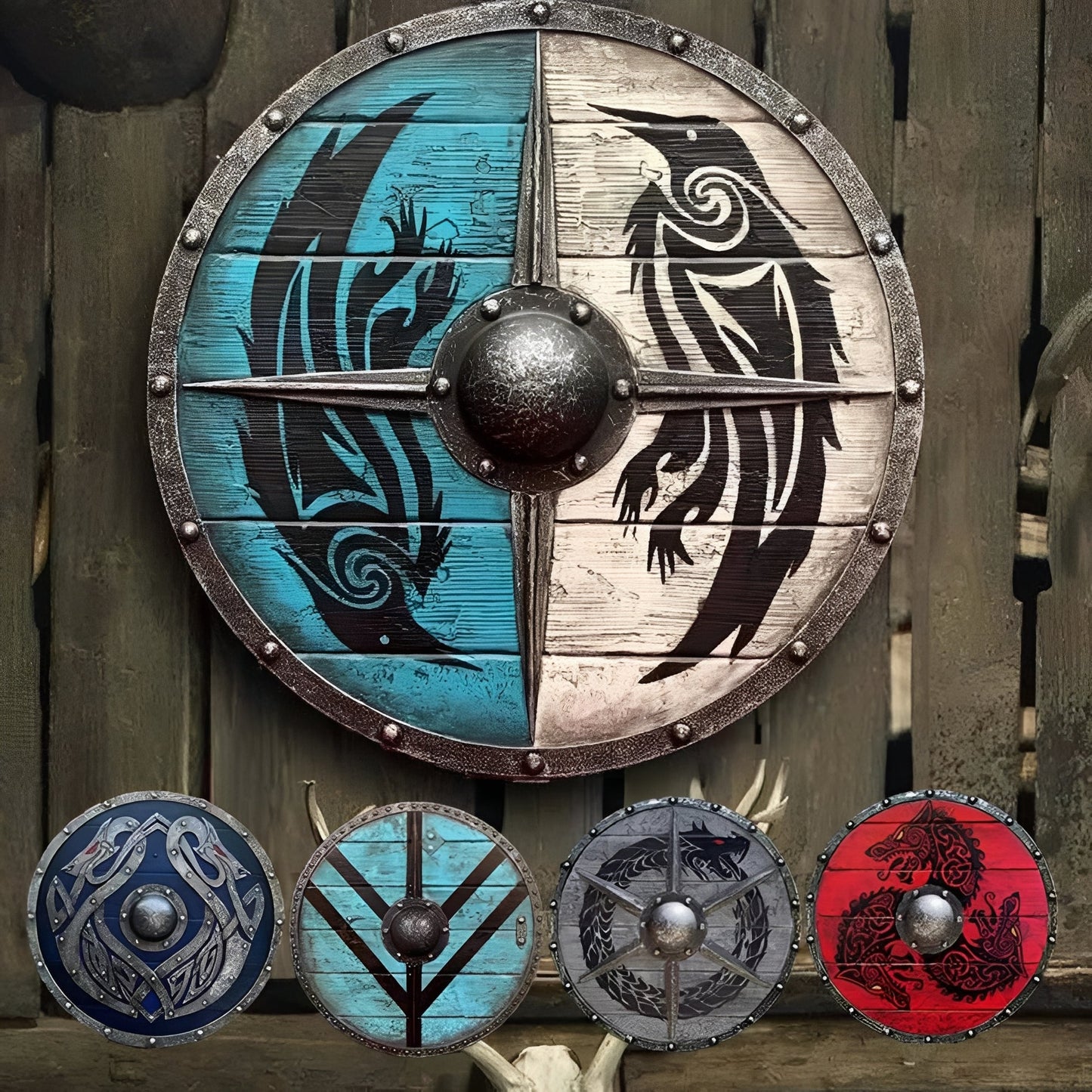 Unique Engraved Battle Shield and Customizable Norse Defense