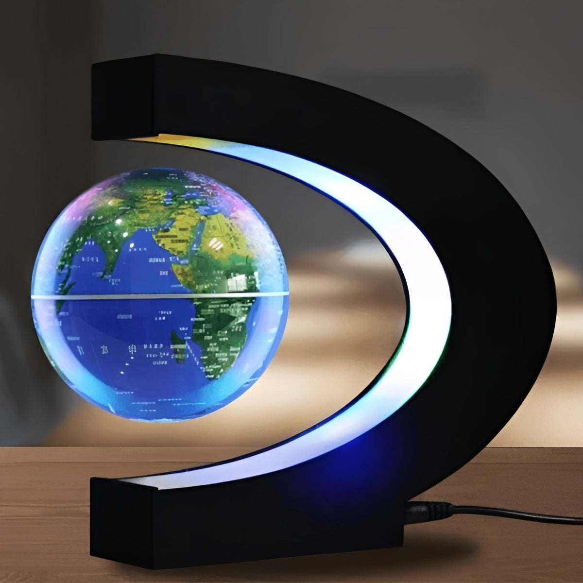 Floating LED World Globe with Metal Stand - Ortekor