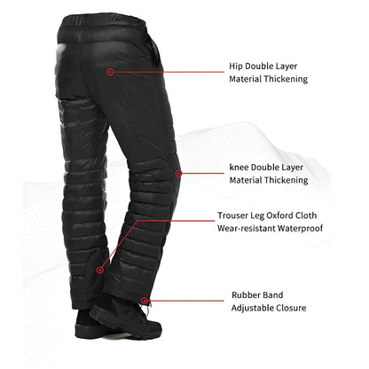 Warm Insulated Snow Pants with Zip for Winter Sports