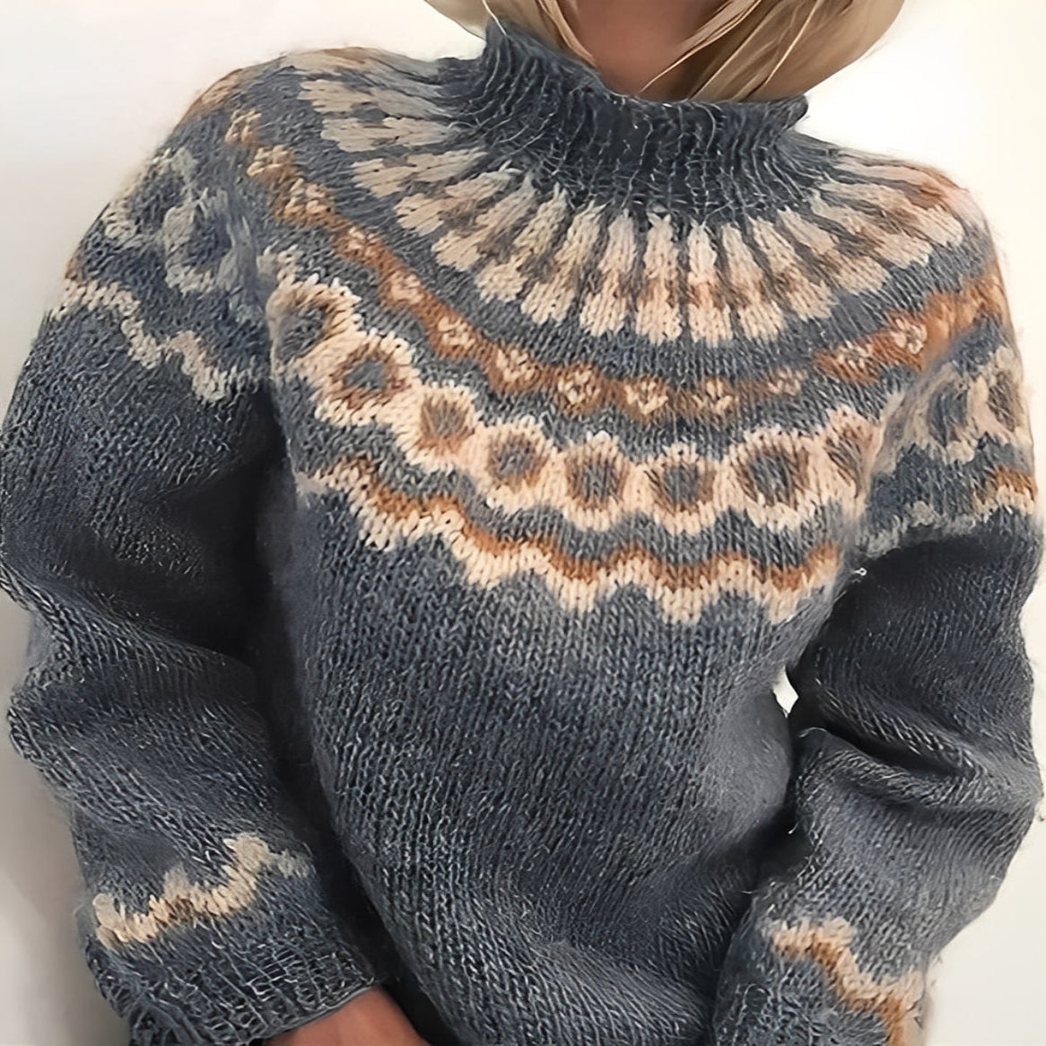 Warm Icelandic Wool Crew Neck Winter Sweater