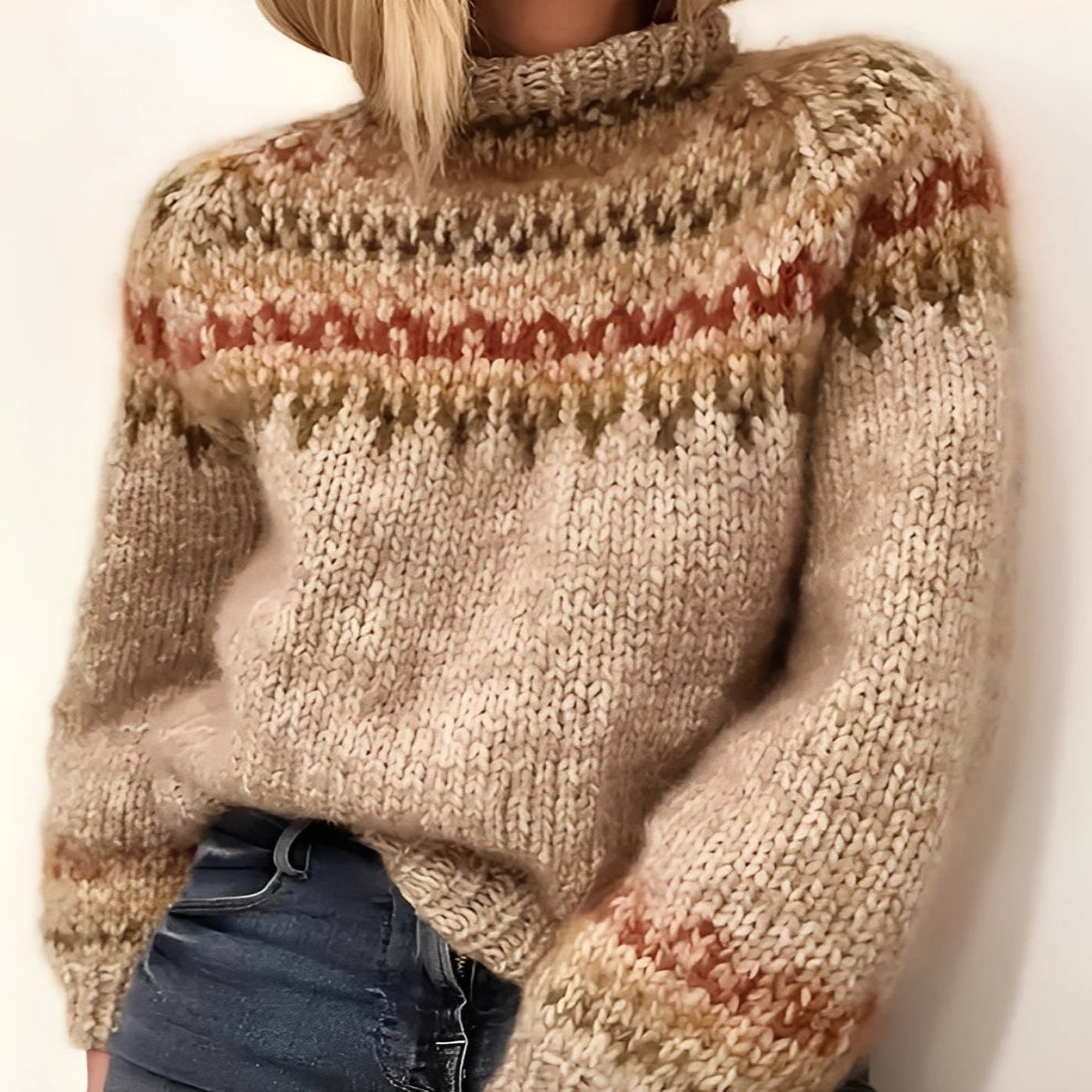 Warm Icelandic Wool Crew Neck Winter Sweater - Ortekor