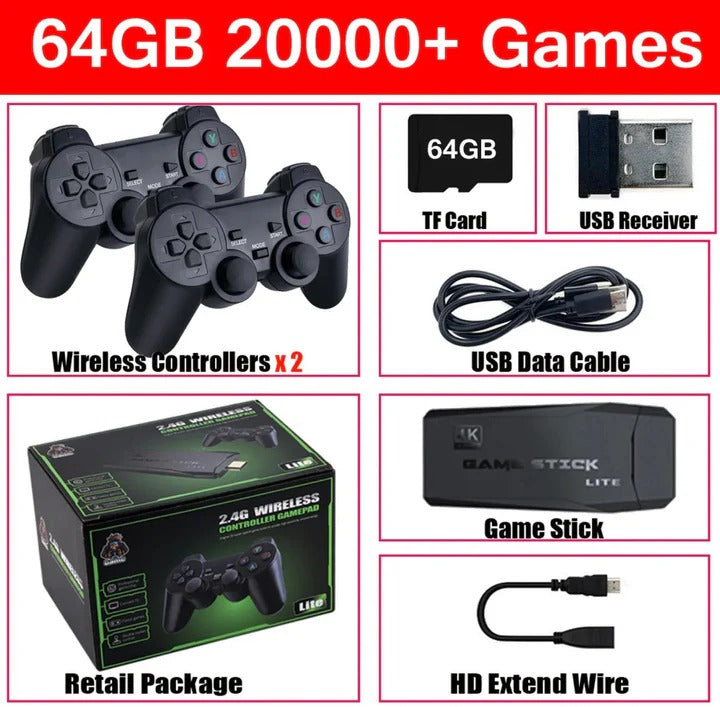Compact Gaming Console with 64GB and 2 Wireless Controllers