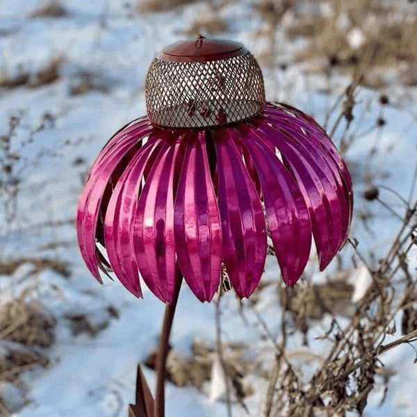Garden Bird Feeder with Floral Metal Design