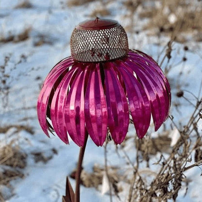 Garden Bird Feeder with Floral Metal Design