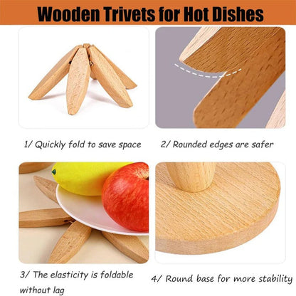 Portable Oak Trivets with Thermal Resistant Top