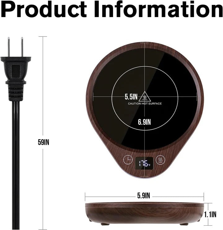 Heated Coffee Mug Warmer with Adjustable Heat Plate