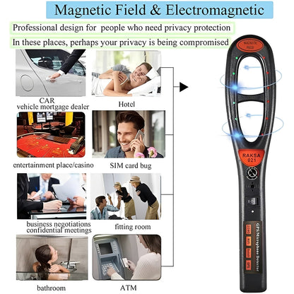 Compact RF Spy Detector with Audio, LED, and Vibe Alerts