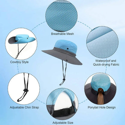 Portable Large Brim Summer Hat with Adjustable Strap