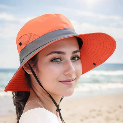 Portable Large Brim Summer Hat with Adjustable Strap