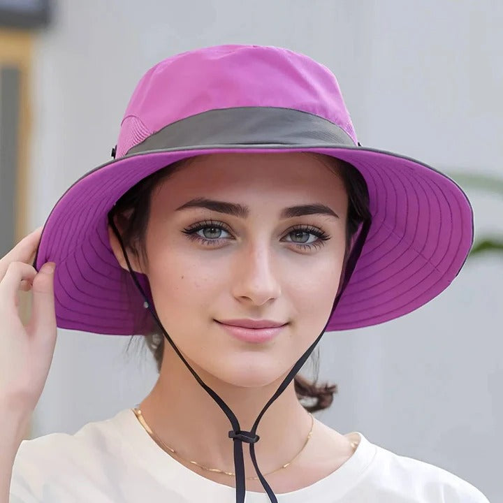 Portable Large Brim Summer Hat with Adjustable Strap